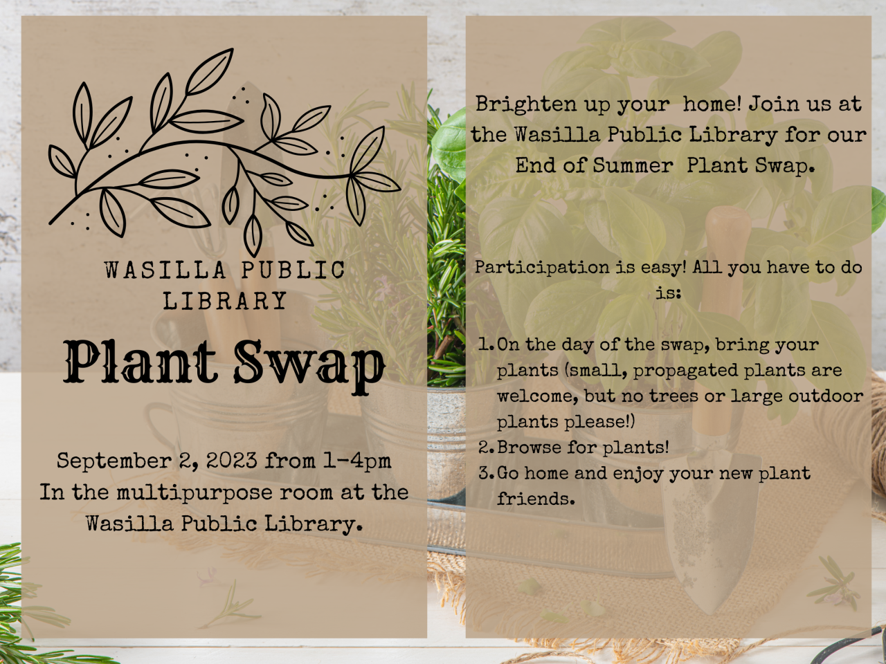 plant swap flyer summerfall 2023 