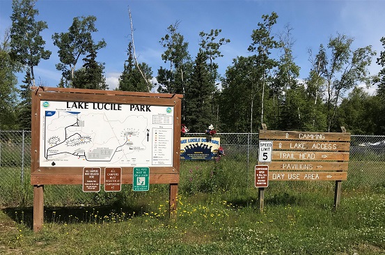 Lake Lucile Park entrance, dog park, Wasilla Alaska