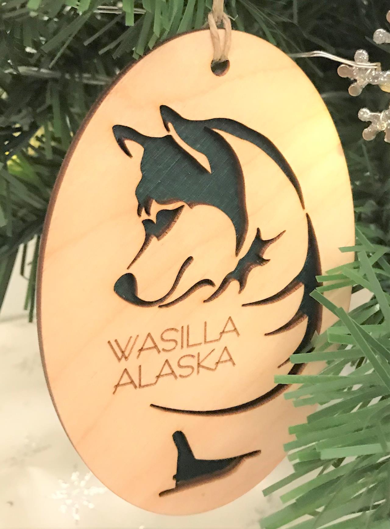 Green Sled Dog Ornament