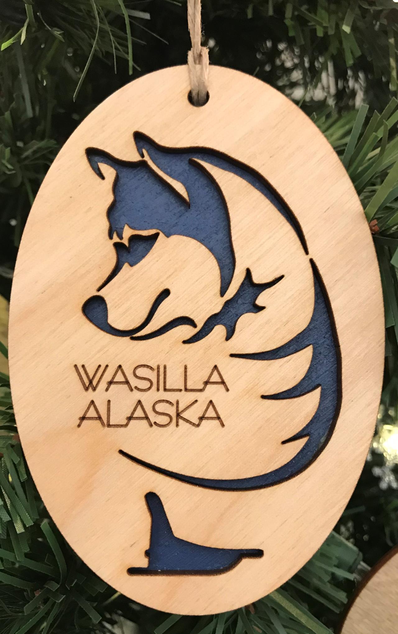 Blue Sled Dog Ornament